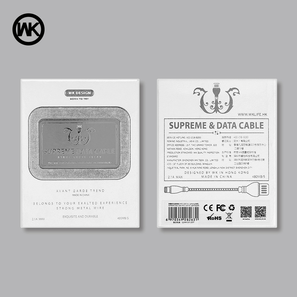 Кабель USB Lightning 1m WDC-028 WK SUPREME
