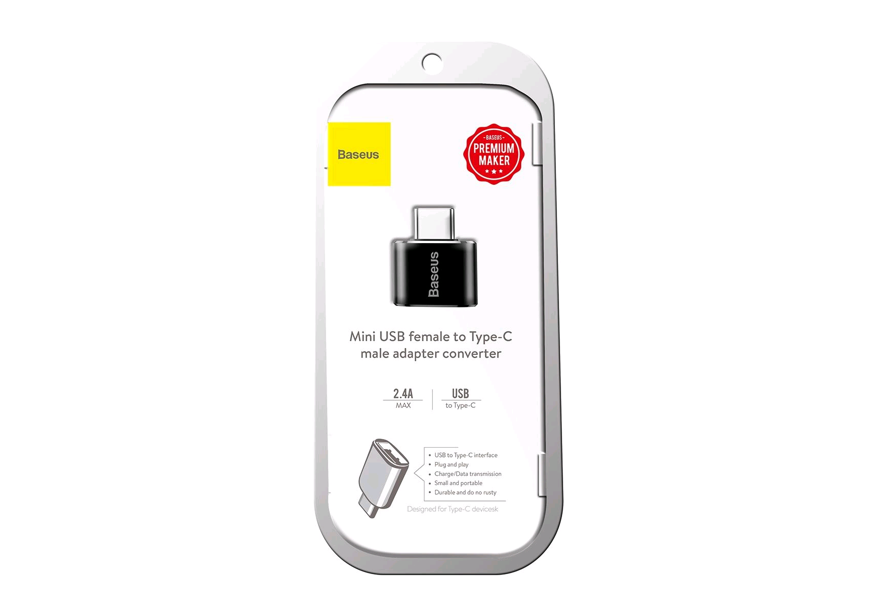 Переходник Type-C на USB 2.4A Baseus черный CATOTG-01