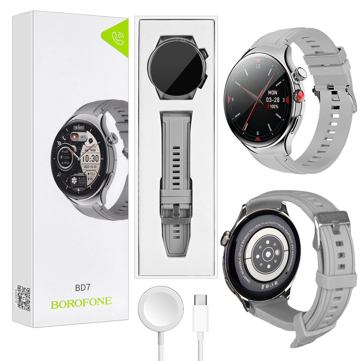 Часы smart watch BOROFONE BD7 серебро