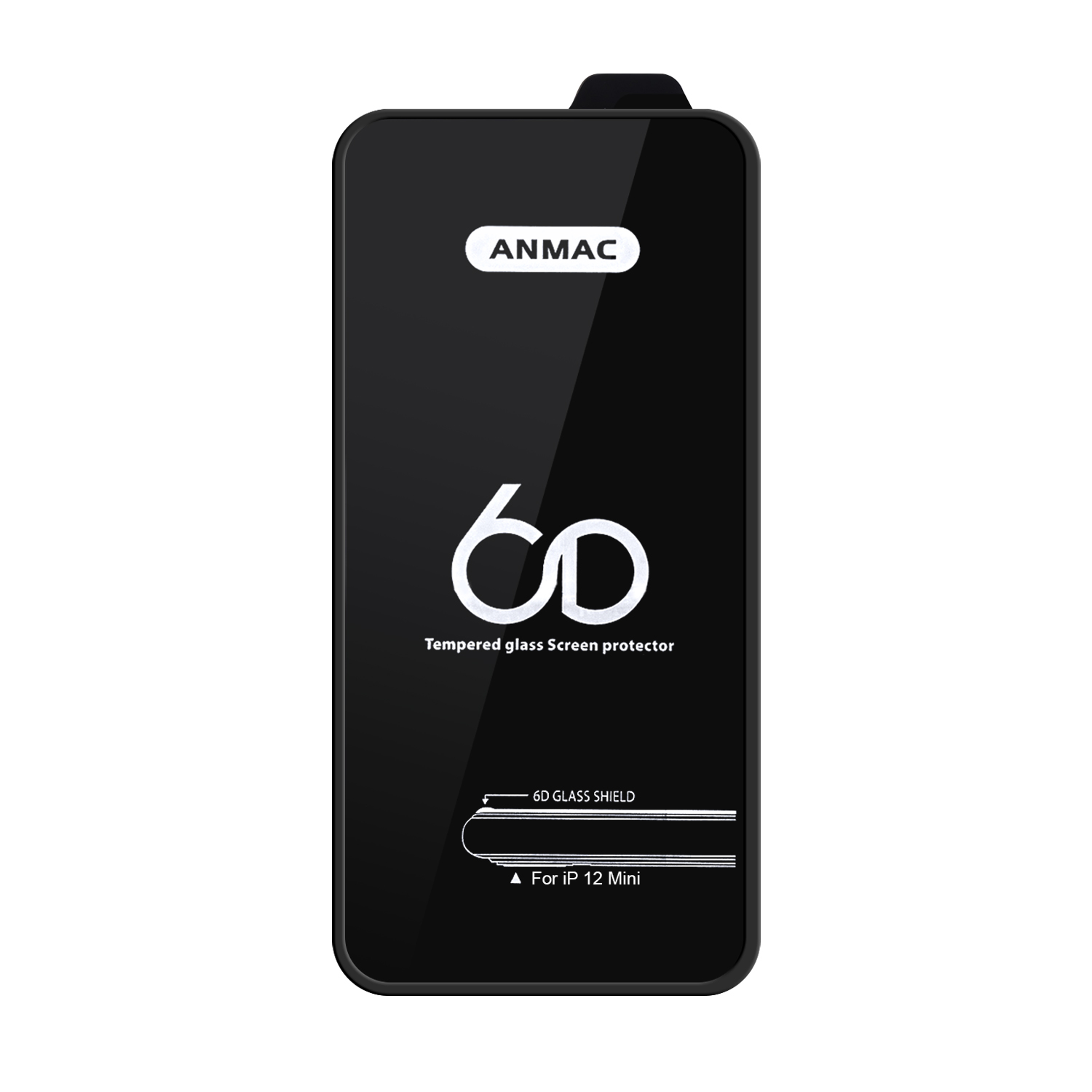 Защитное стекло iPh 12 Mini Anmac 6D Black без упаковки Арт.1137159