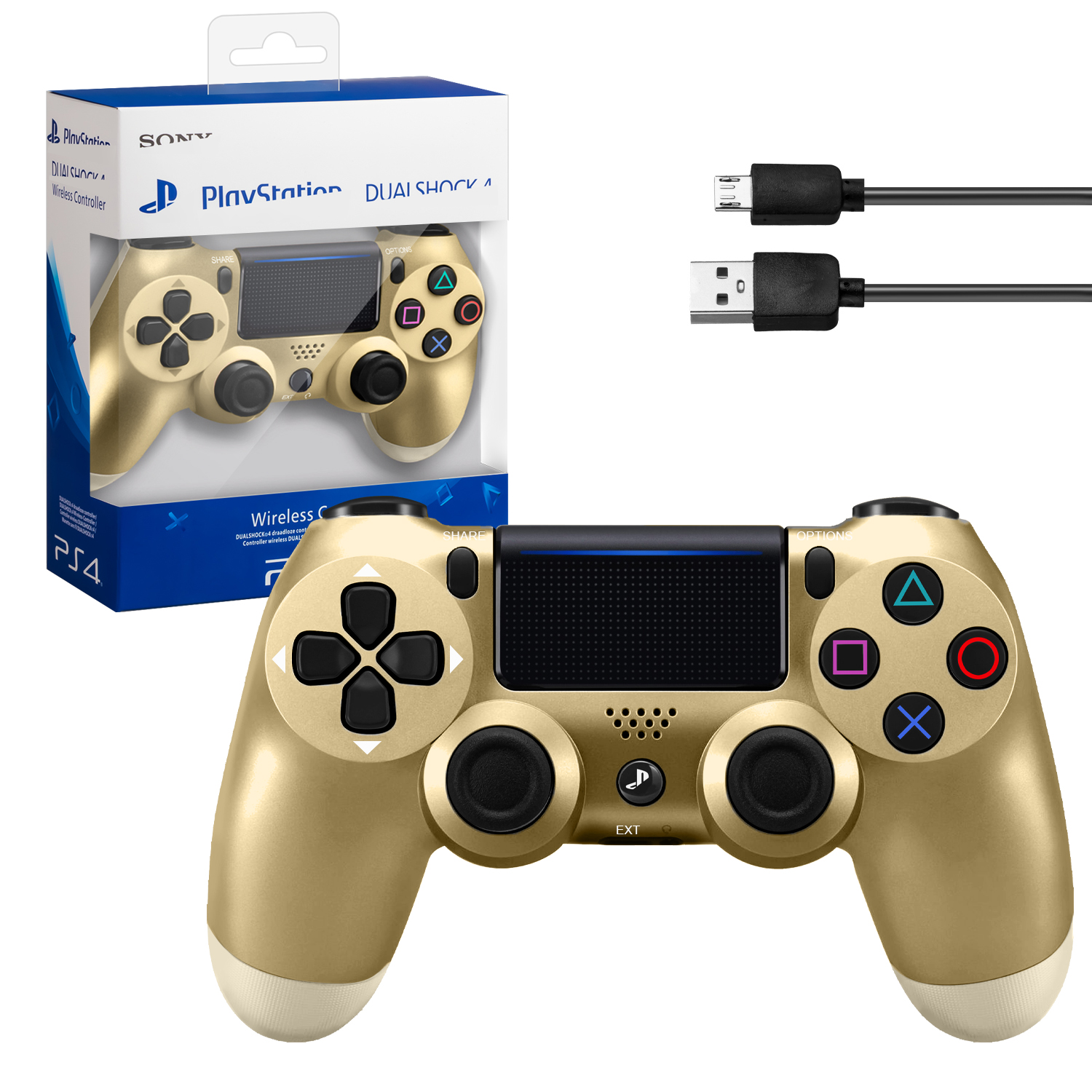 Джойстик PS4 DualShock беспроводной A золото (logo)