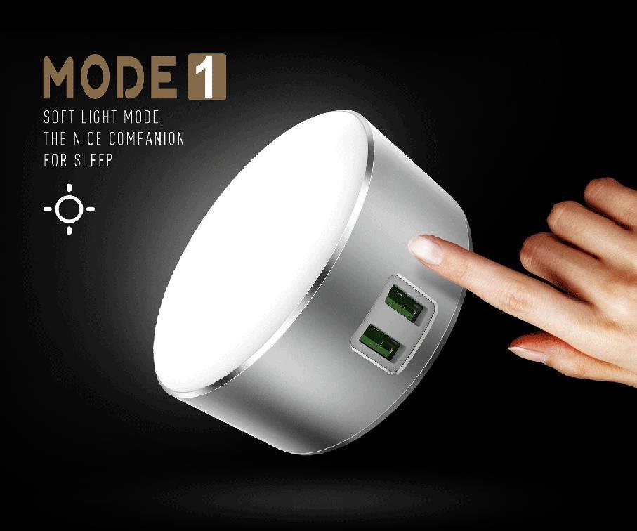 Переходник СЗУ на 2 USB 2.4A + LED Lamp A2208 LDNIO