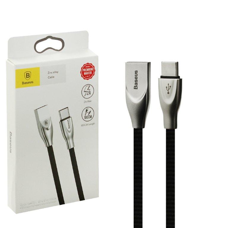 Кабель USB Type-C 1m 2A Zinc alloy Cable Baseus черный