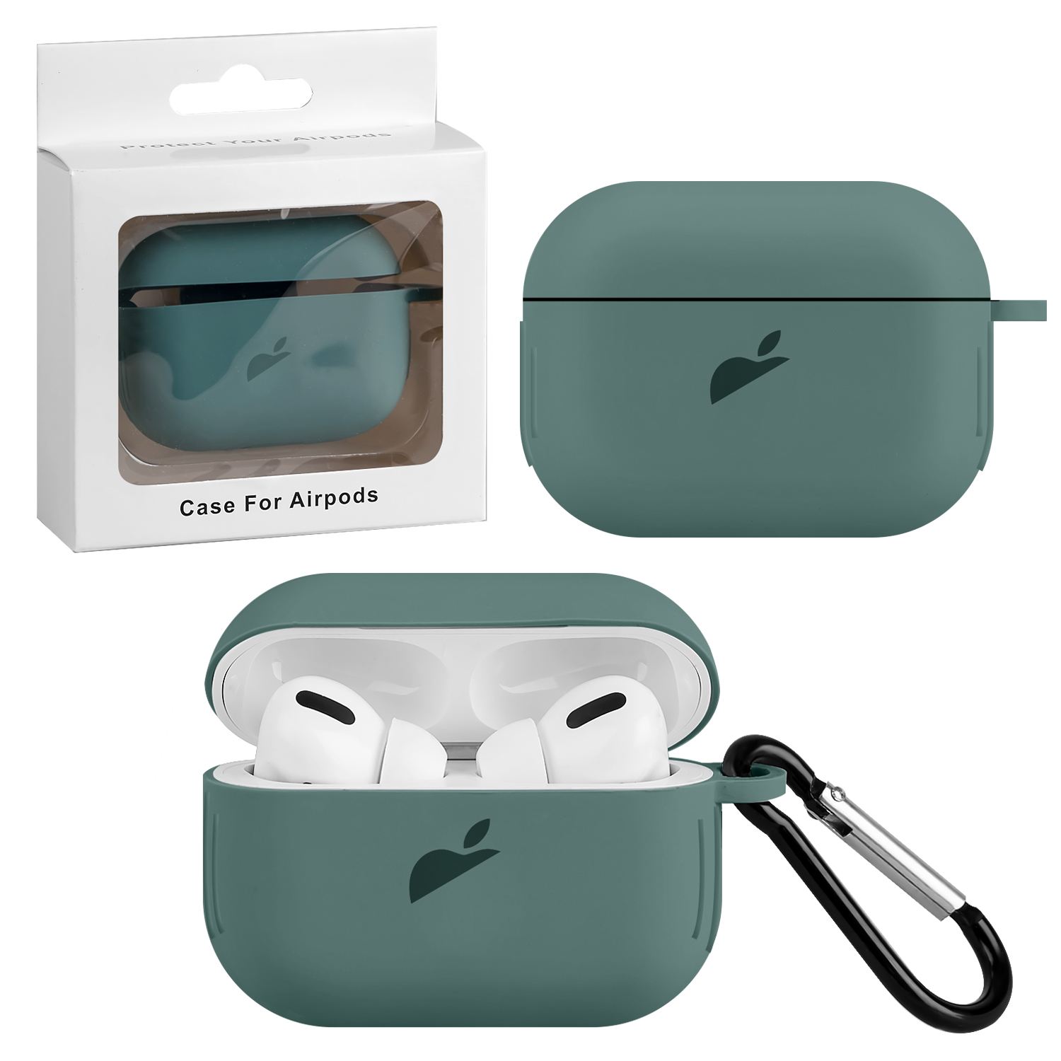 Чехол Apods Pro Silicon Case APL Pine Green (c LOGO)
