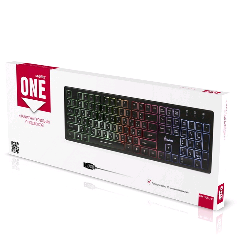 Клавиатура проводная с подсветкой Smartbuy ONE 305 USB черная (SBK-305U-K)/20