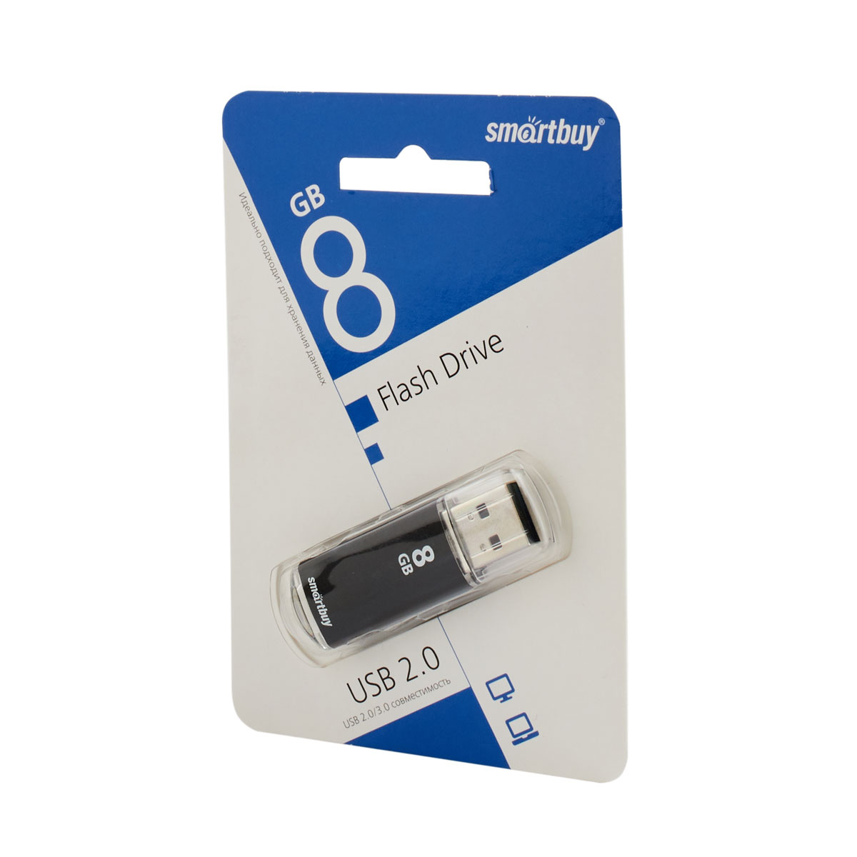 USB накопитель 8 GB Smart Buy V-Cut Black