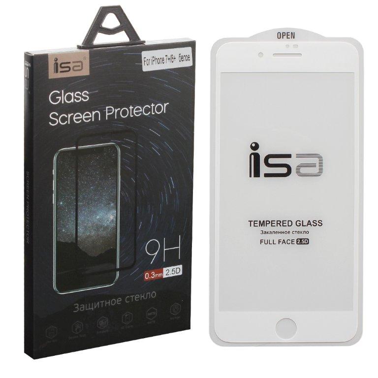 Защитное стекло IPh 7 Plus 2.5D 0.3 mm с рамкой ISA белое