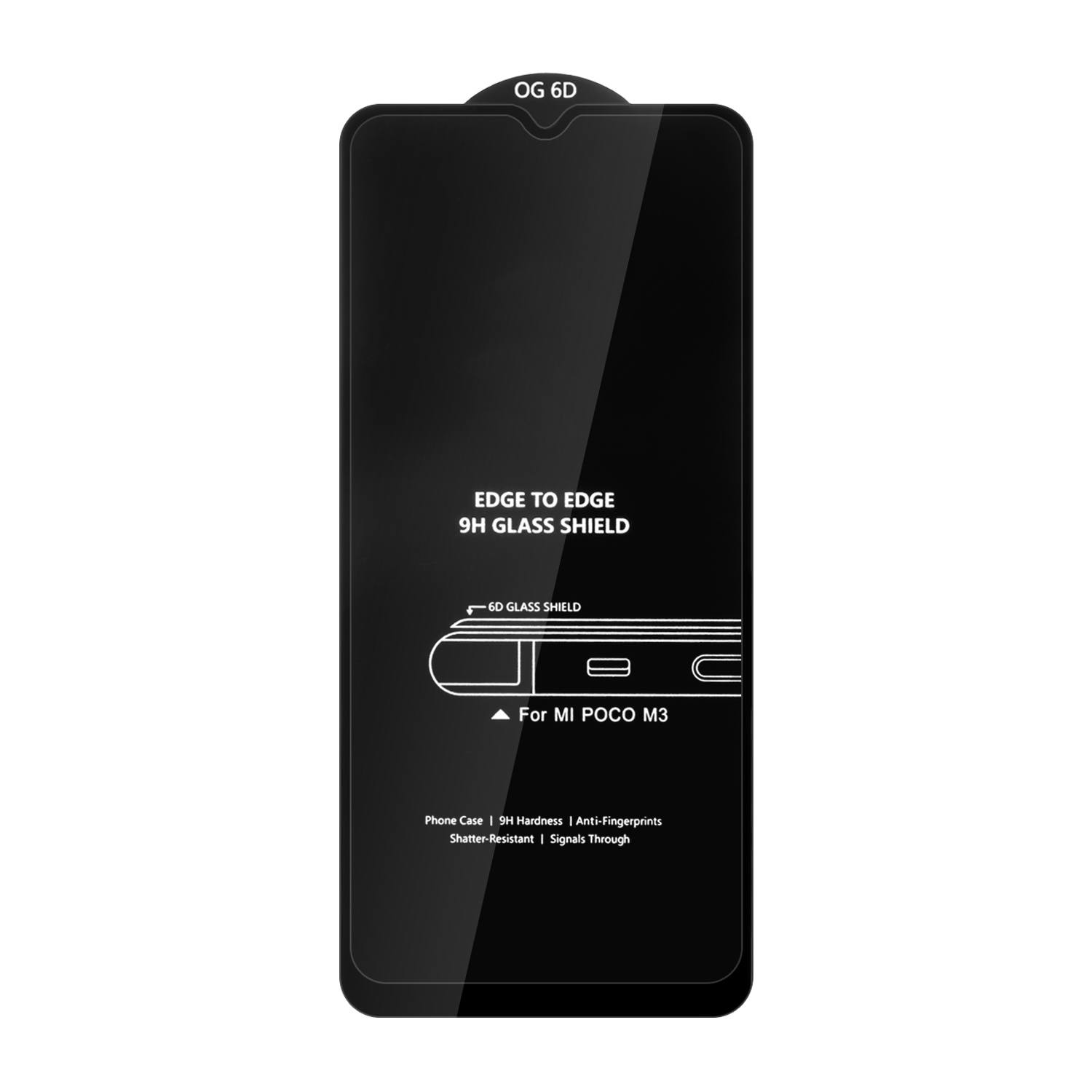 Защитное стекло Xiaomi Poco M3 6D без упаковки