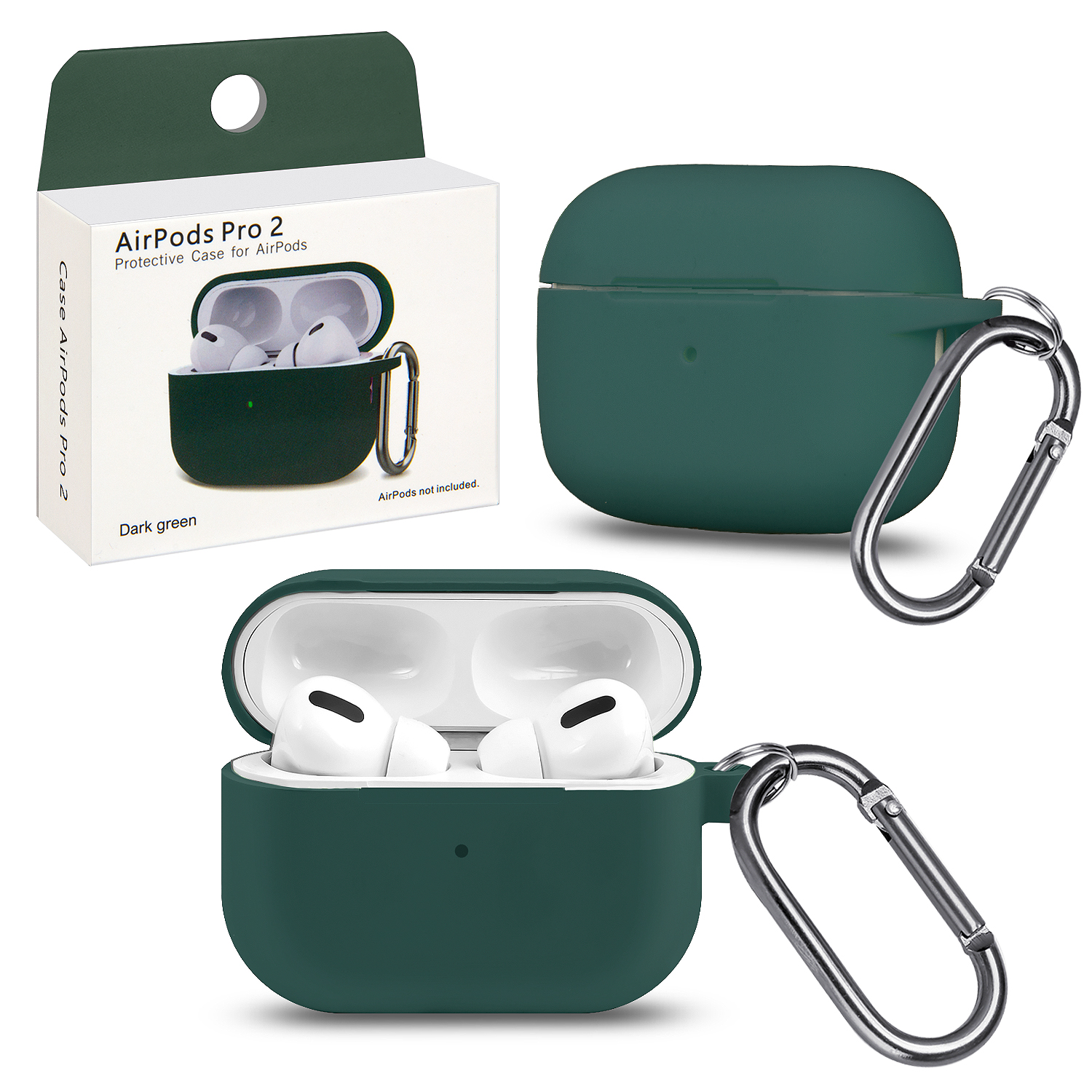 Чехол Apods Pro 2 Dark green с карабином #10