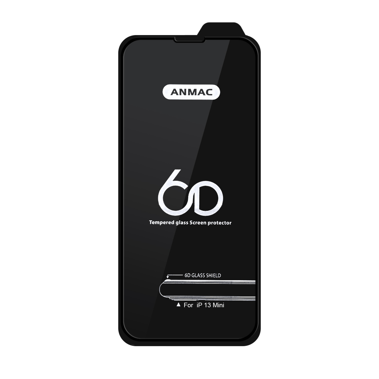Защитное стекло iPh 13 Mini Anmac 6D Black без упаковки Арт.1137162