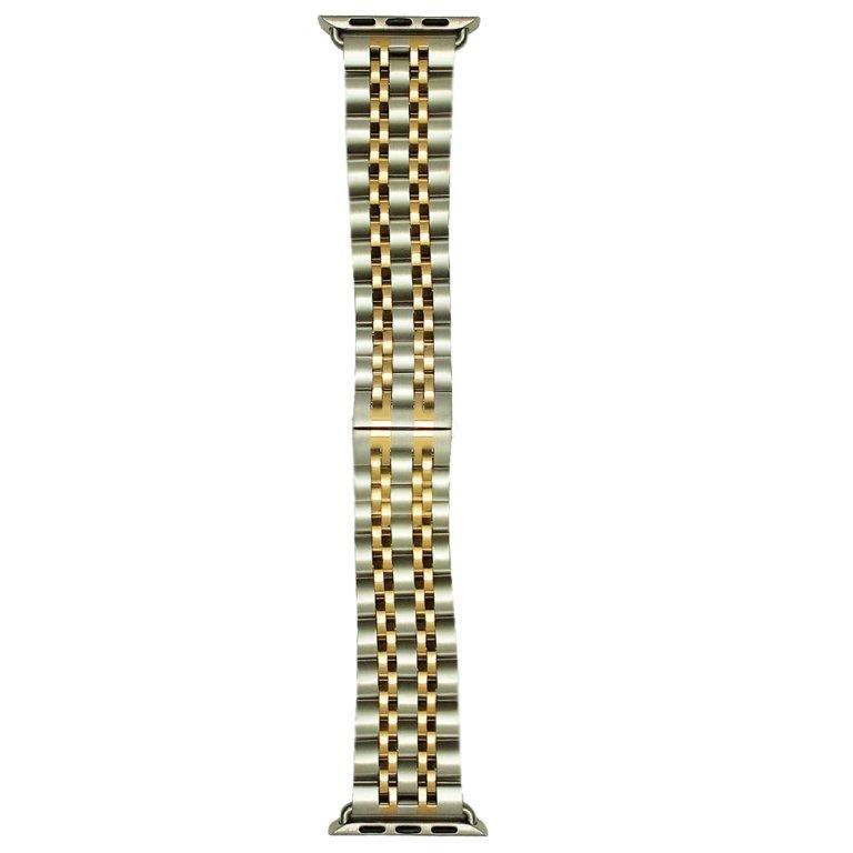 Ремешок для APL watch 38/40mm Metal 7-bead  серебро с золотом