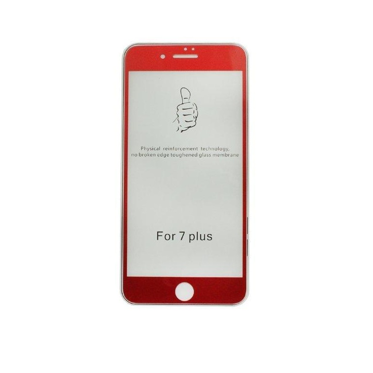 Защитное стекло iPh 7/8 plus 3D 0.25mm silk printing красное