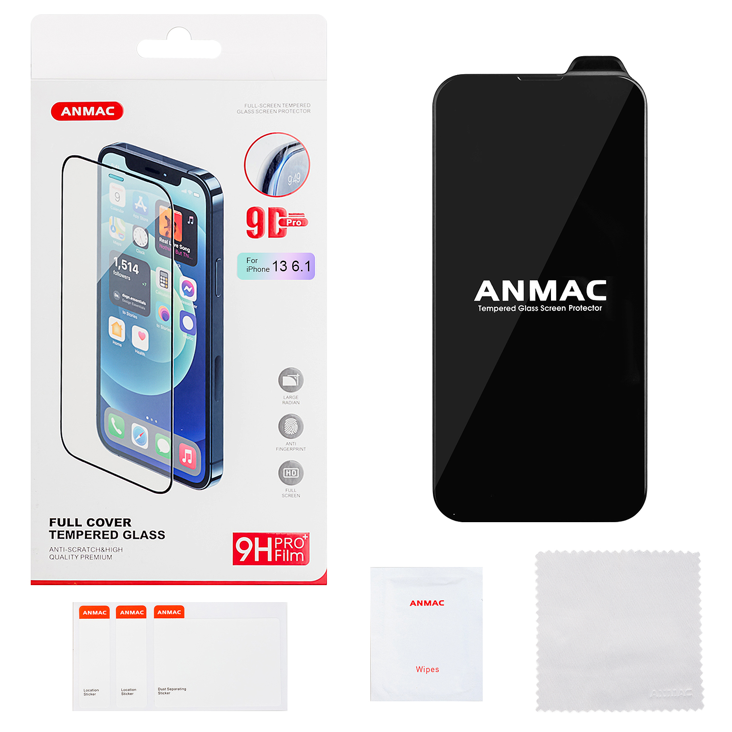 Защитное стекло iPh 13 9D ANMAC Арт. 1137339