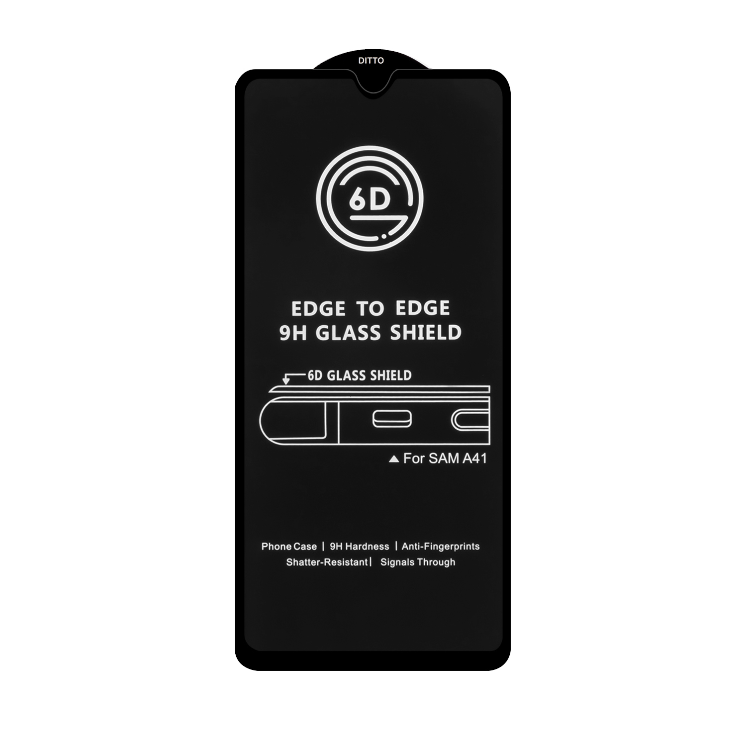 Защитное стекло Samsung A41 Black 6D без упаковки