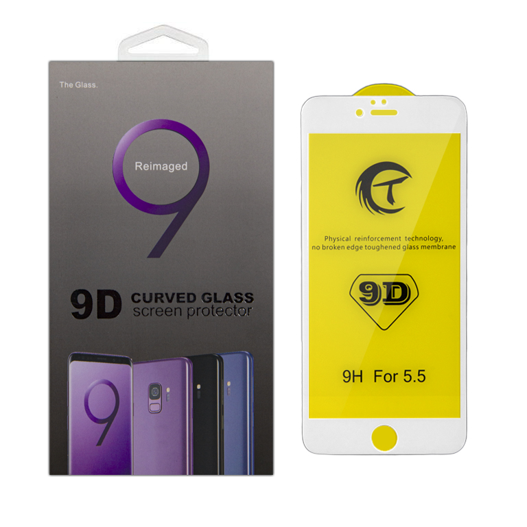 Защитное стекло iPh 6 Plus 9D белое