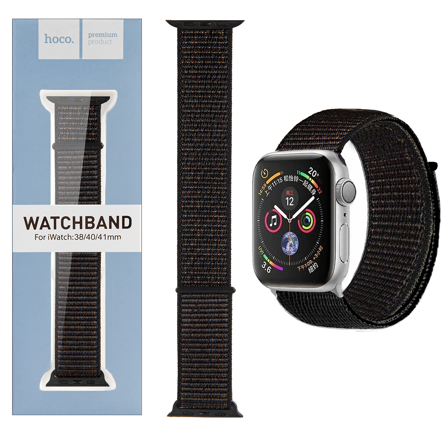 Ремешок для Apl watch 38/40/41mm Watchband WA02 nylon strap spase black HOCO