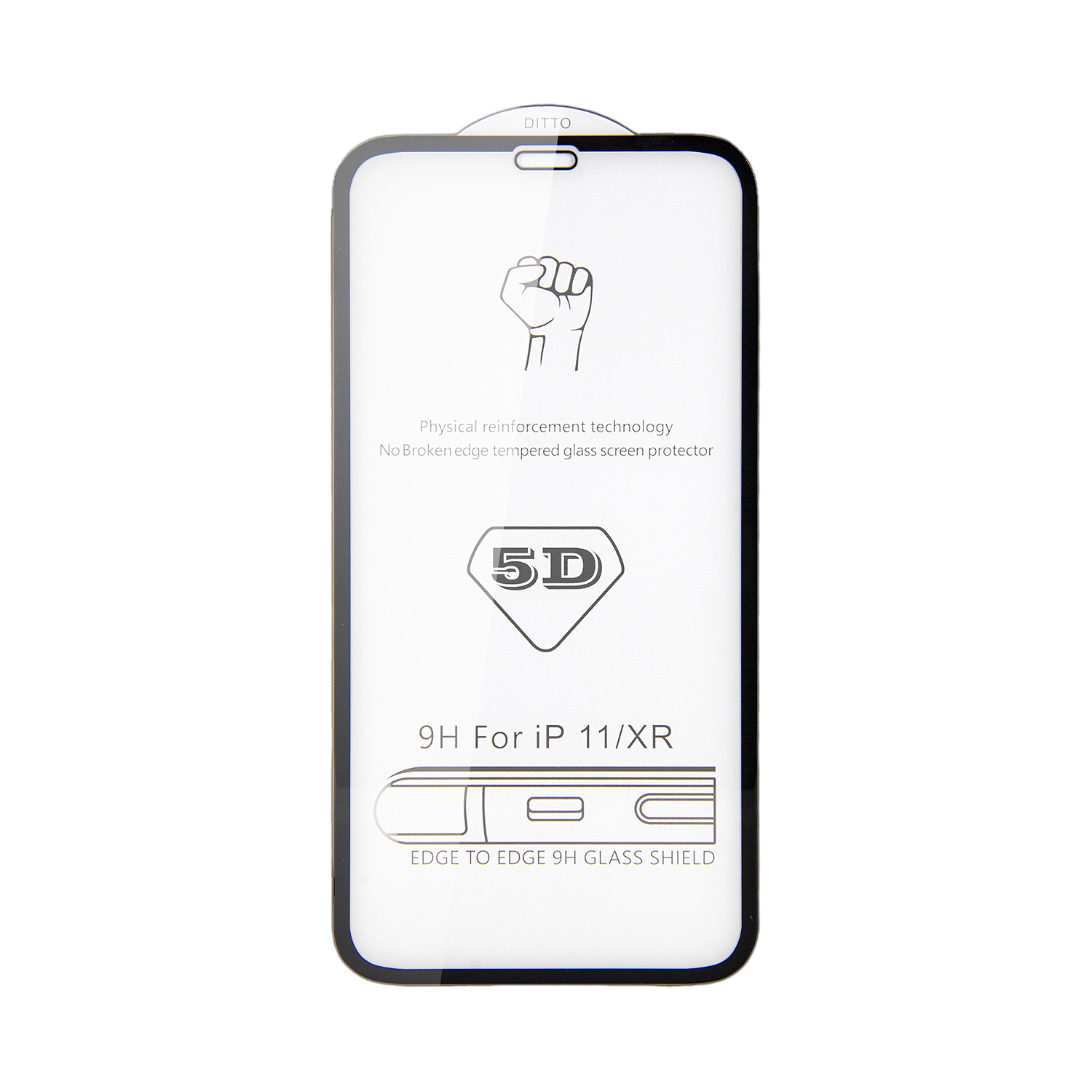 Защитное стекло iPh 11/XR 5D 0.33 mm без упаковки  (без возврата и обмена)