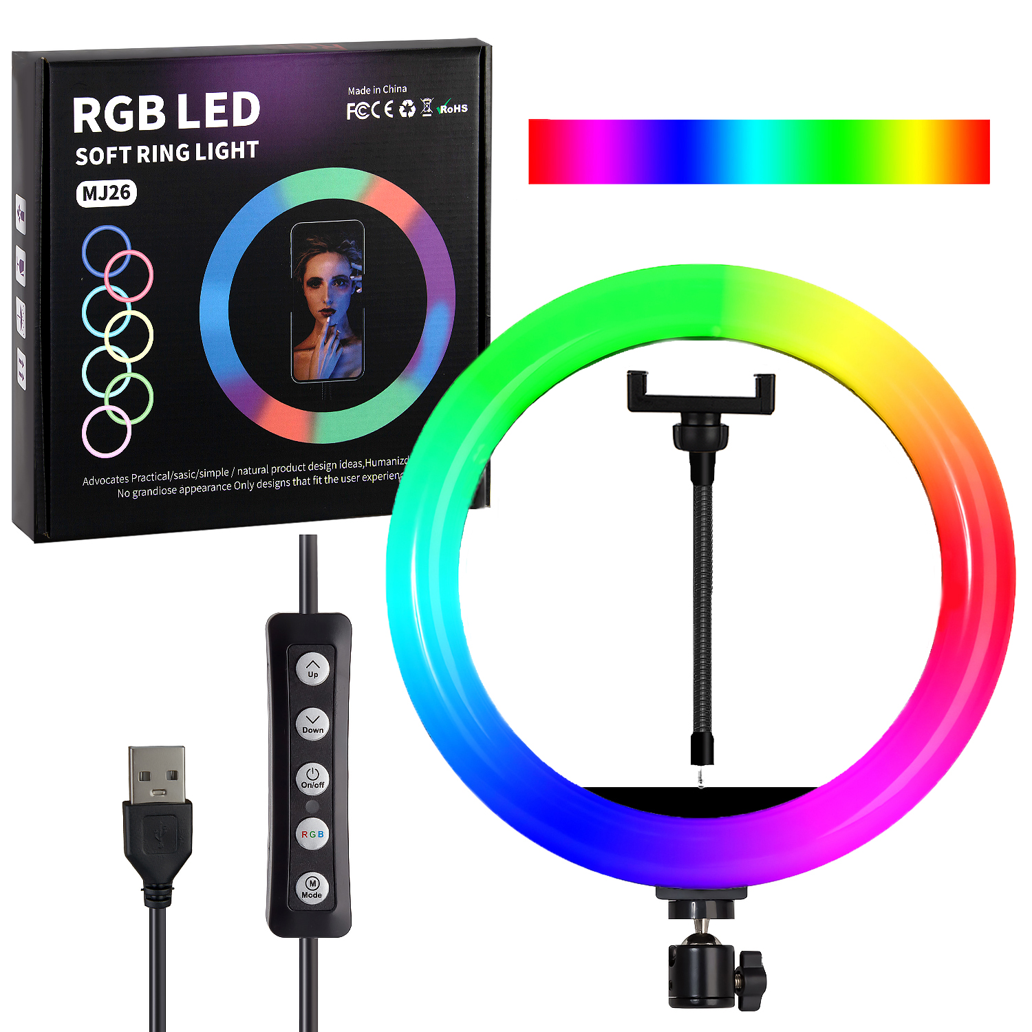 Селфи кольцо 26см RGB  MJ26