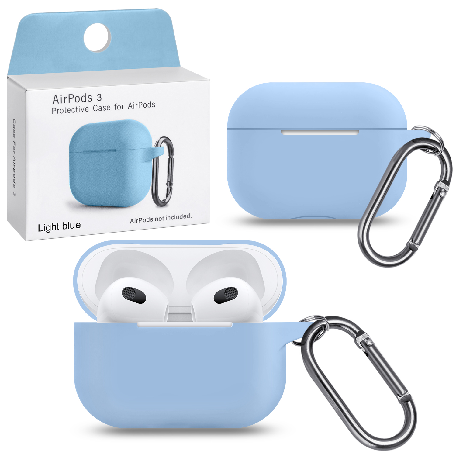 Чехол APods 3 Light blue с карабином #6