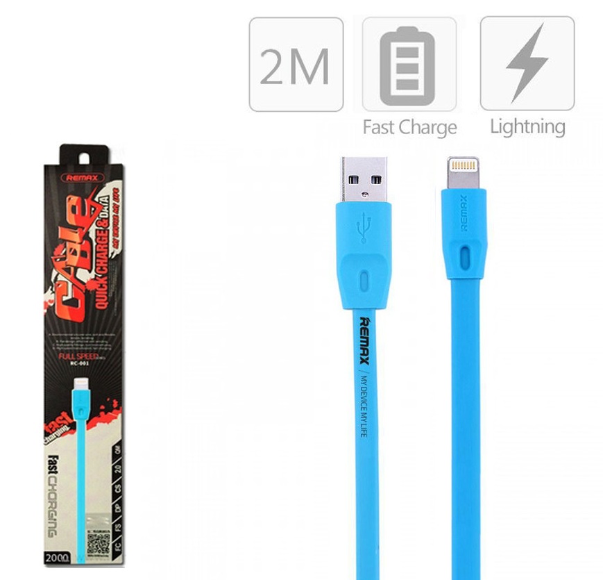 Кабель USB Lightning 2m PC-001i Full Speed Remax синий 