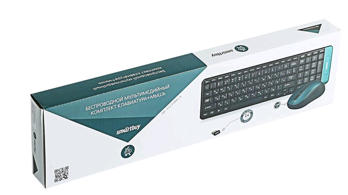 Мультимедийный комплект клавиатура+мышь Smartbuy черно-бирюзовый (SBC-222358AG-K) /20
