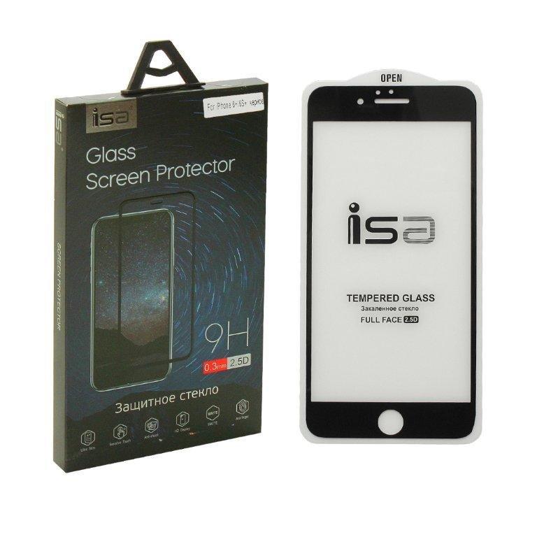 Защитное стекло IPh 6 Plus 2.5D 0.3 mm с рамкой ISA черное