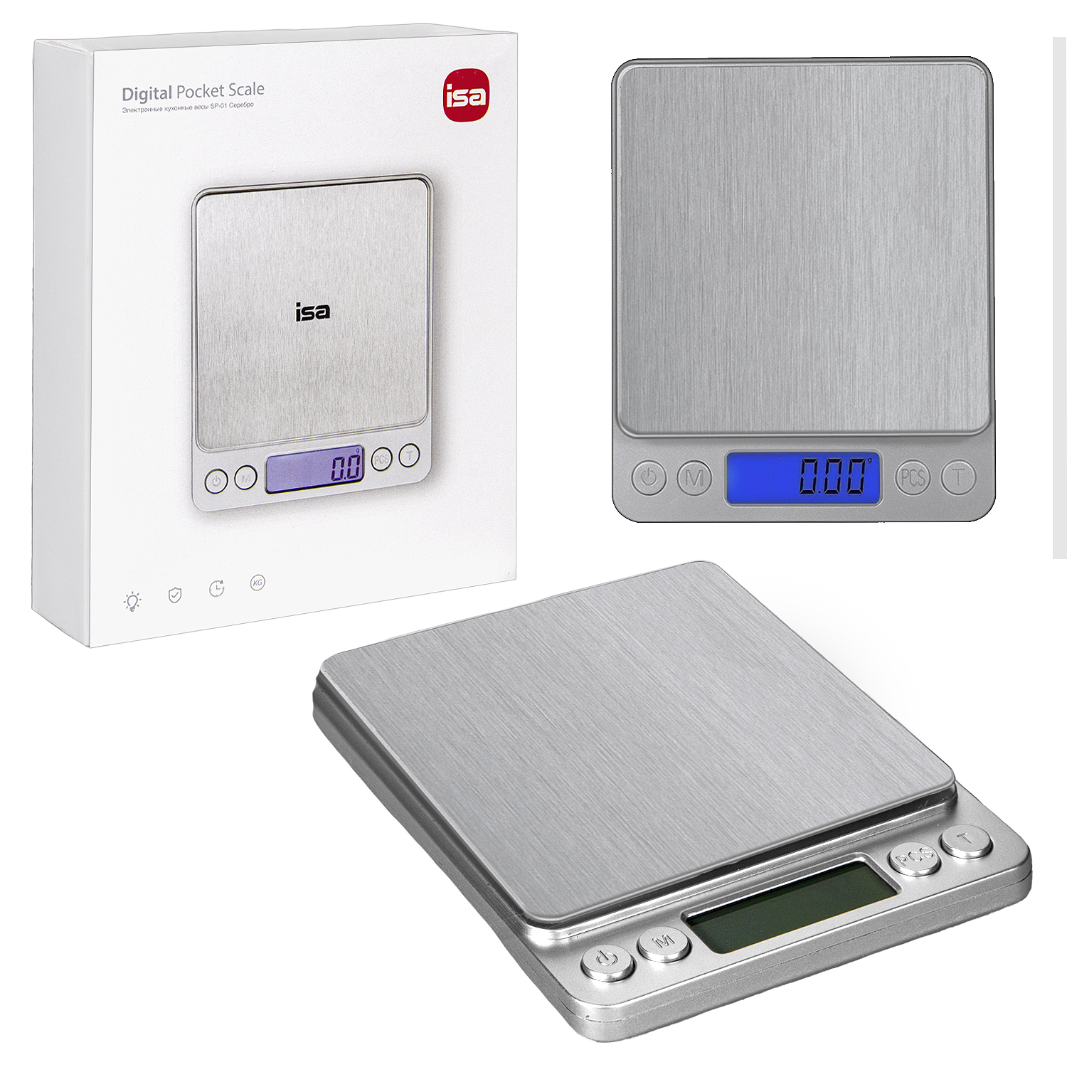Электронные кухонные весы SP-01 Серебро ISA (50шт/кор)