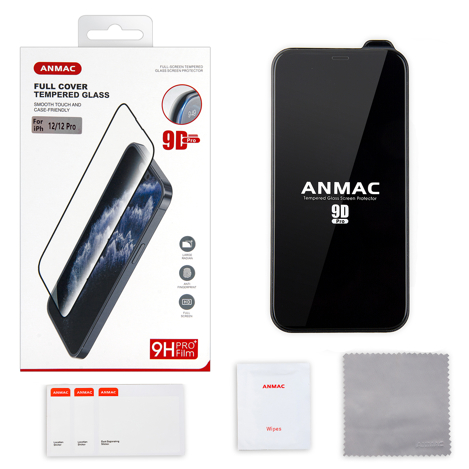 Защитное стекло iPh 12/12 Pro 9D ANMAC Арт.1137298