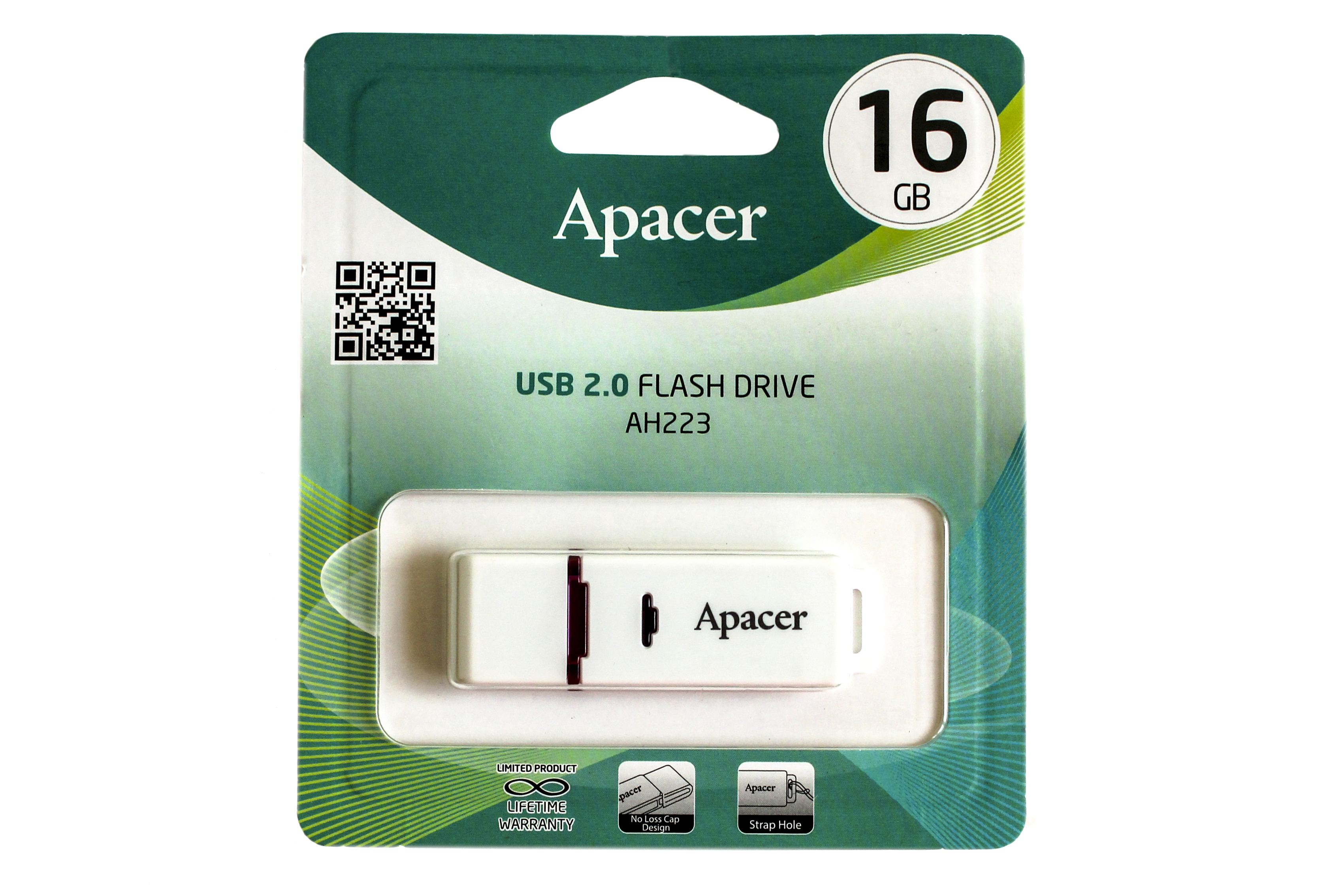 USB накопитель 16GB Apacer AH223 белый