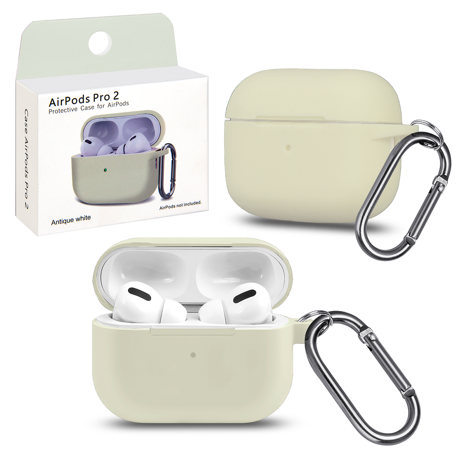 Чехол Apods Pro 2 Antique white с карабином #2