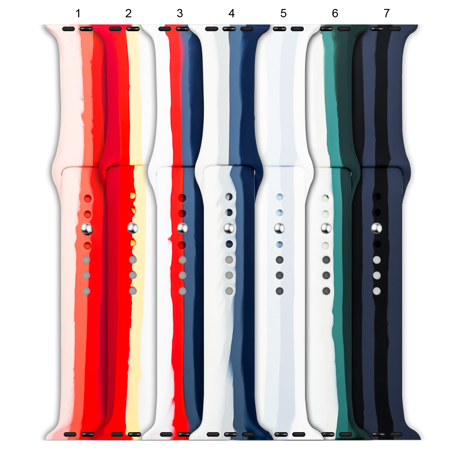 Ремешок для APL Watch 42 mm Silicon трехцветный