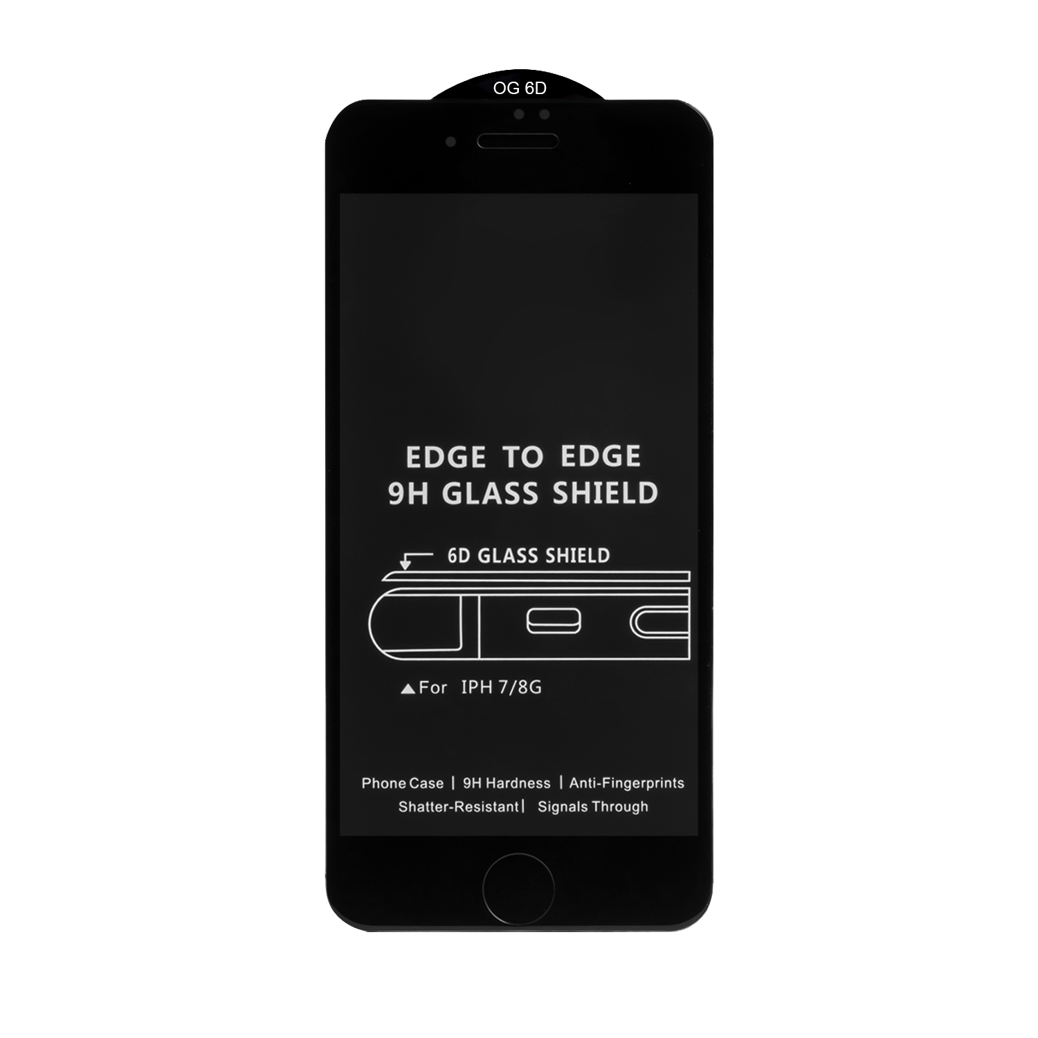 Защитное стекло iPh 7/8 Black 6D без упаковки