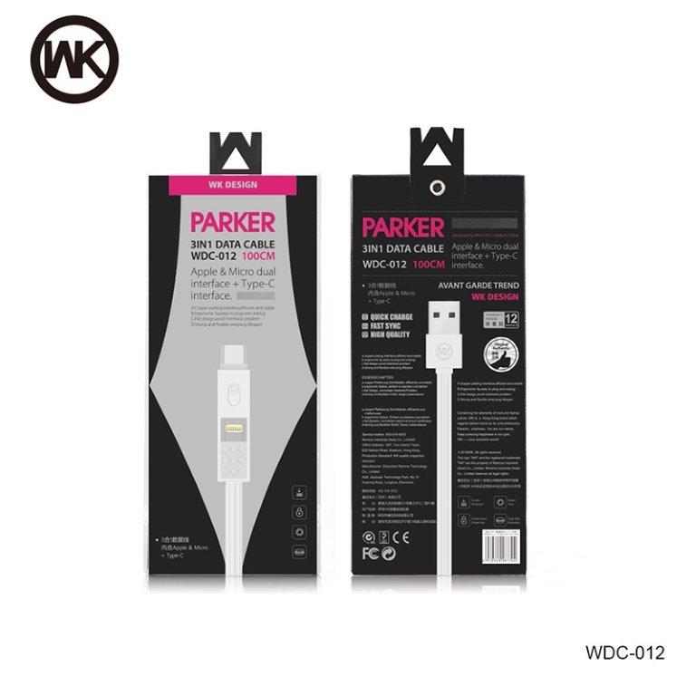 Кабель USB 3 в 1 1m WDC-012 Parker WK Design