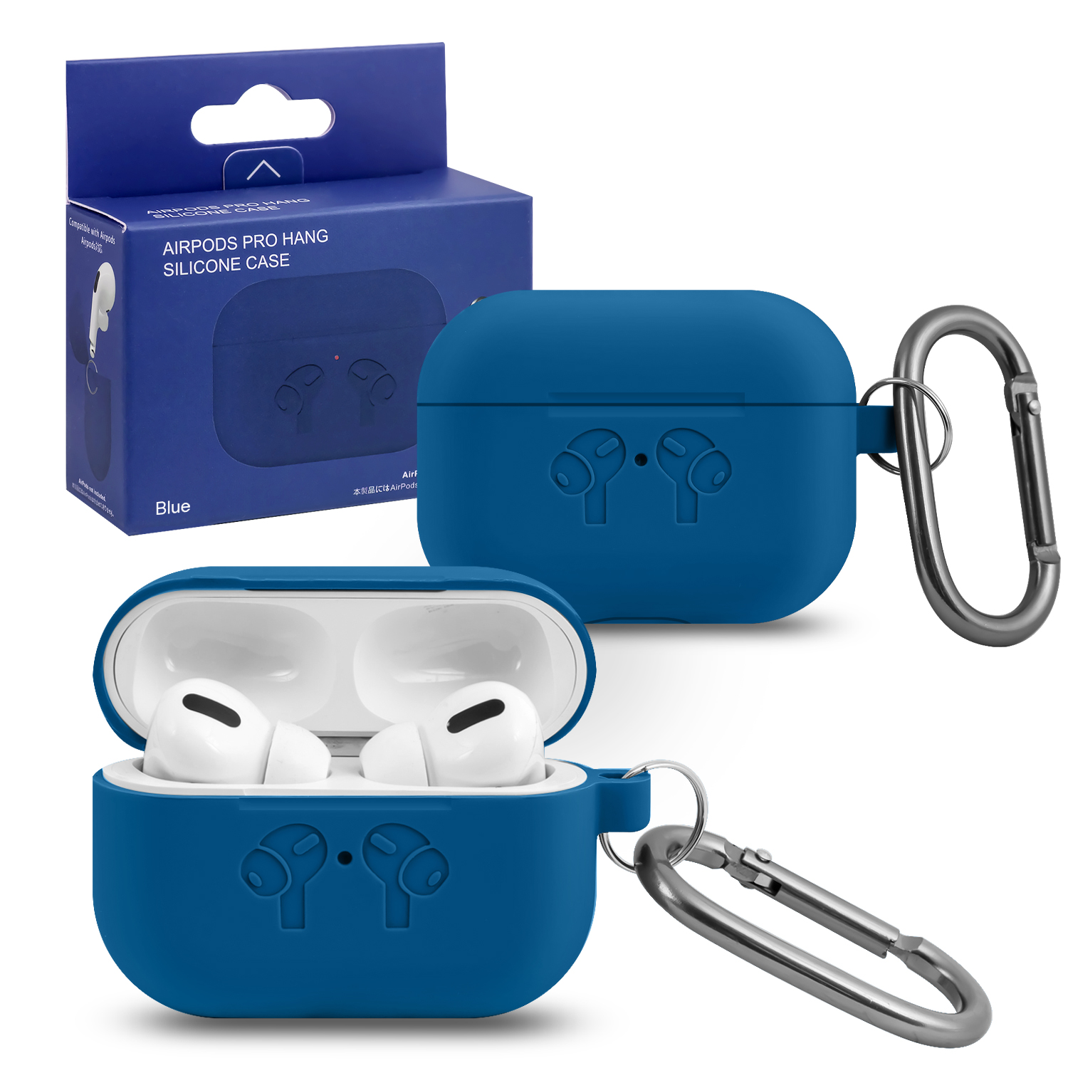 Чехол APods Pro Hang Silicon Сase с карабином   HF blue
