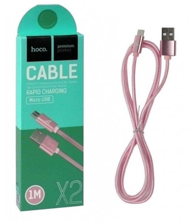 Кабель X2 USB Micro USB 1M HOCO розовый