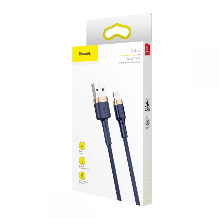 Кабель USB Lightning 2M 1.5A Cafule Cable Baseus синий с золотом CALKLF-CV3