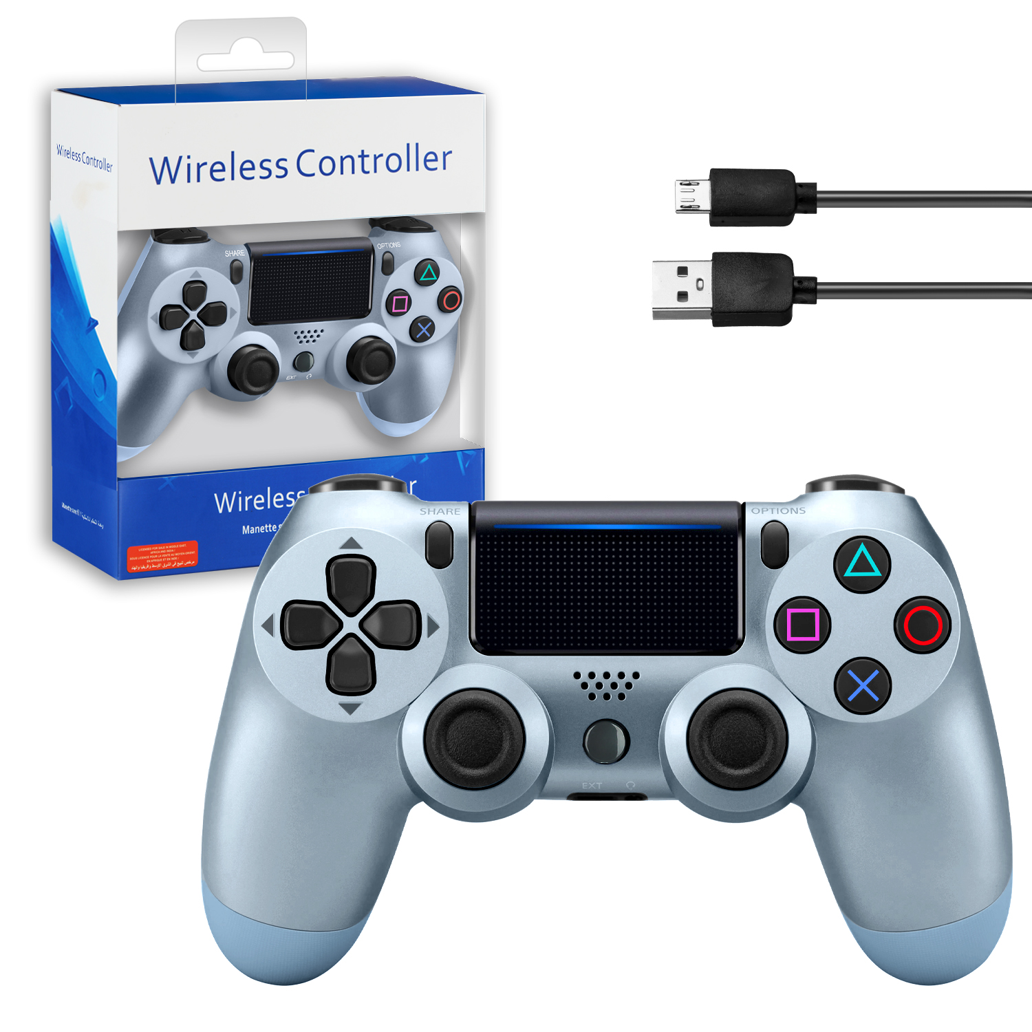 Джойстик PS4 DualShock беспроводной AA стальной синий (no logo)