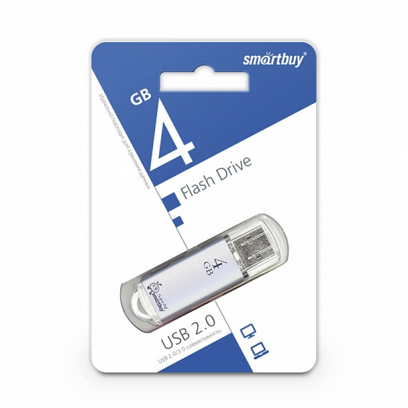 USB накопитель 4 GB Smart Buy V-Cut Silver