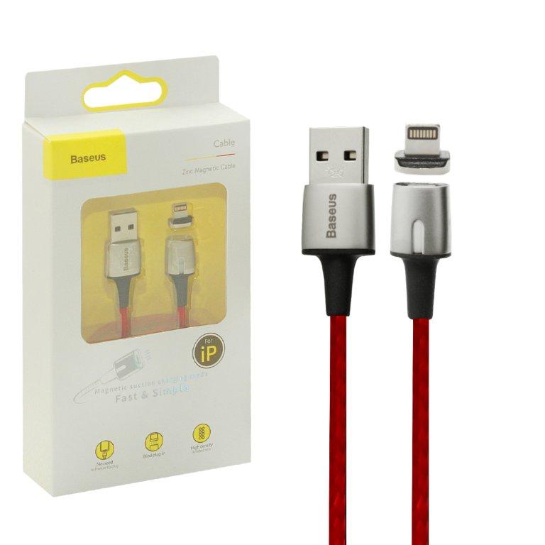 Кабель USB Lightning 1m 2.4A магнитный Zinc Magnetic Cable Baseus красный