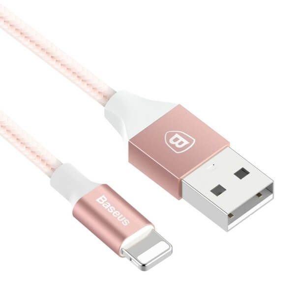 Кабель USB Lightning 1m 2A нейлоновый Yashine Baseus розовое золото