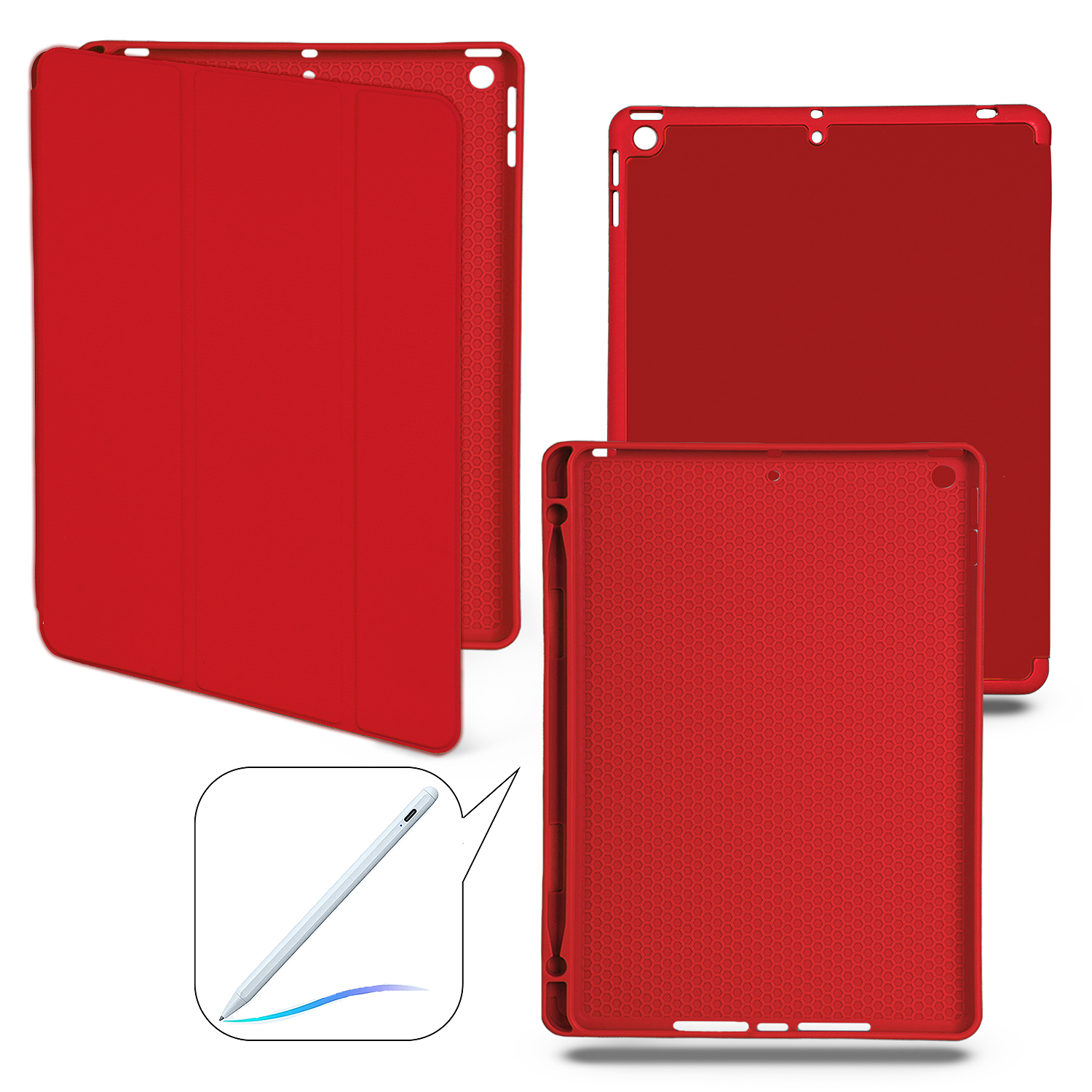 Чехол-книжка iPd 10.2 (2019/2020/2021) Smart case (Pencil) Red №3