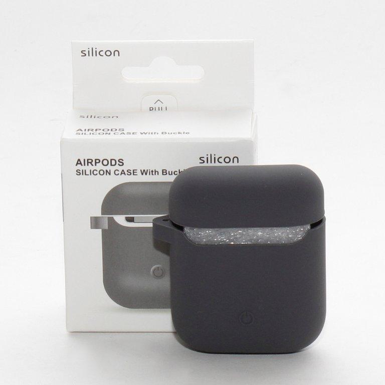 Чехол Apods Silicon Case с карабином темно-серый WS 