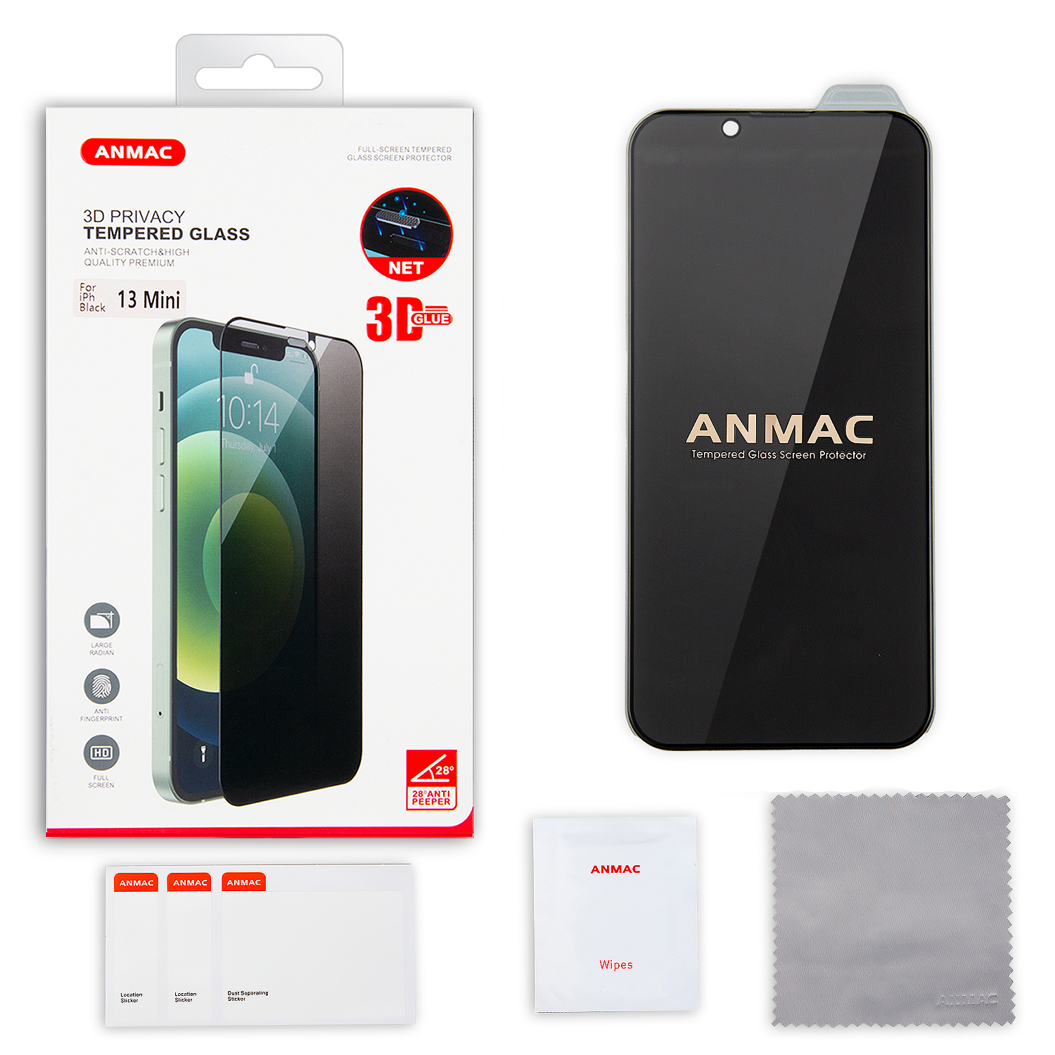 Защитное стекло iPh 13 Mini ANMAC 3D Privacy Арт. 1137128