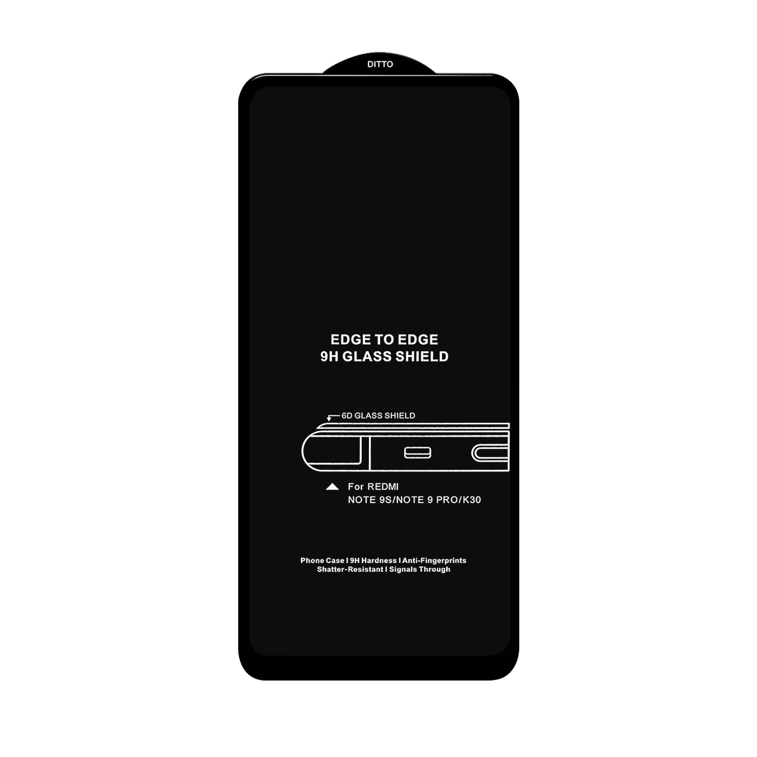 Защитное стекло Xiaomi Note 9S/9 PRO/K30 Black 6D без упаковки