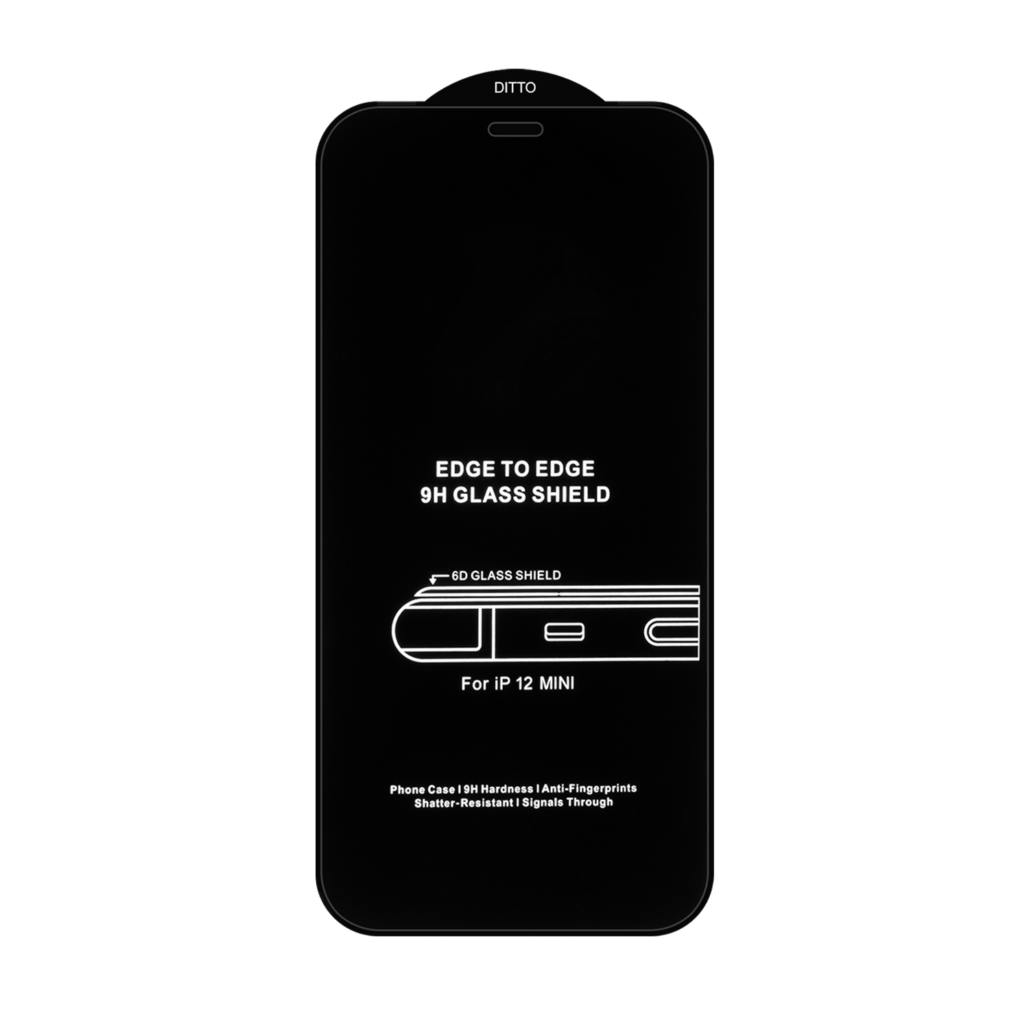 Защитное стекло iPh 12 Mini (5.4) Black 6D без упаковки