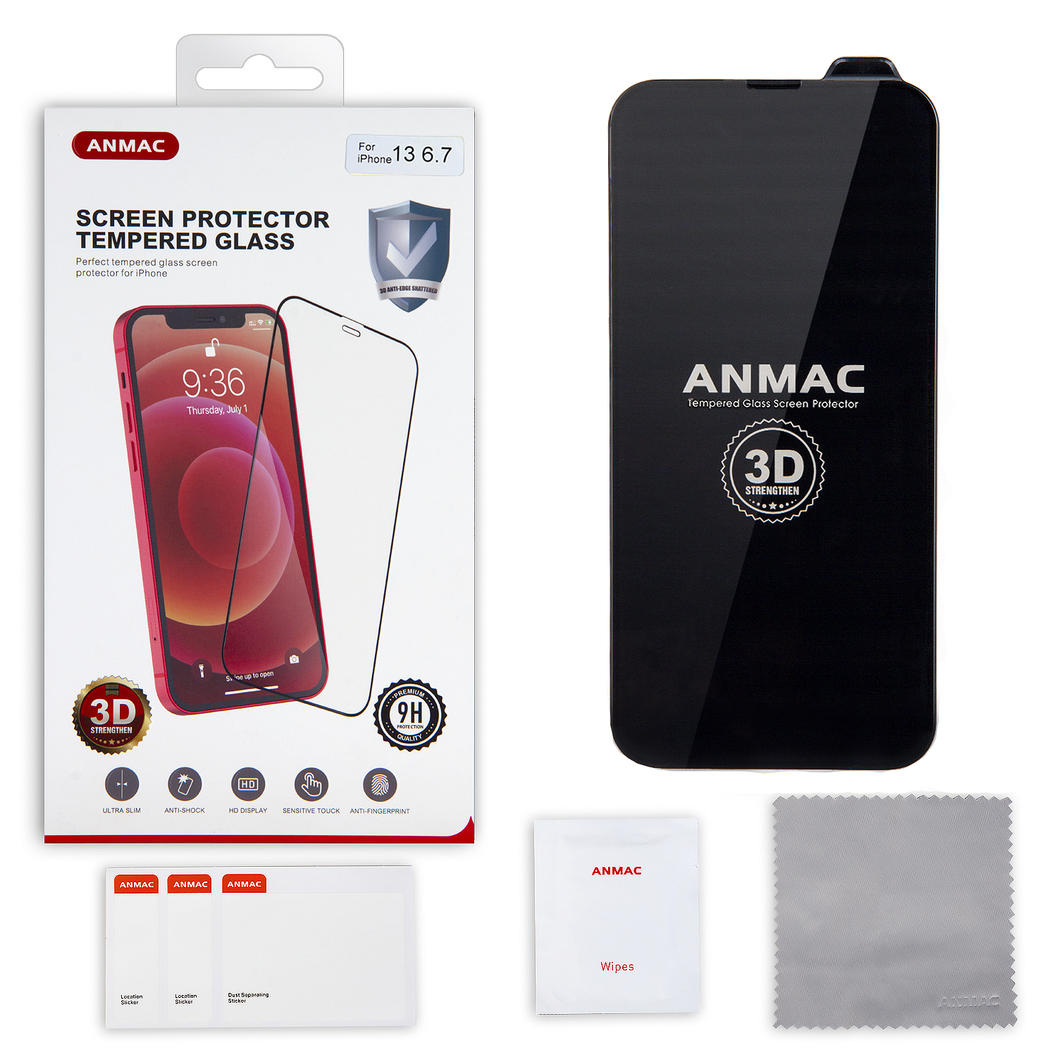 Защитное стекло iPh 13 Pro Max/14 Plus 3D ANMAC  усиленное Арт. 1137227