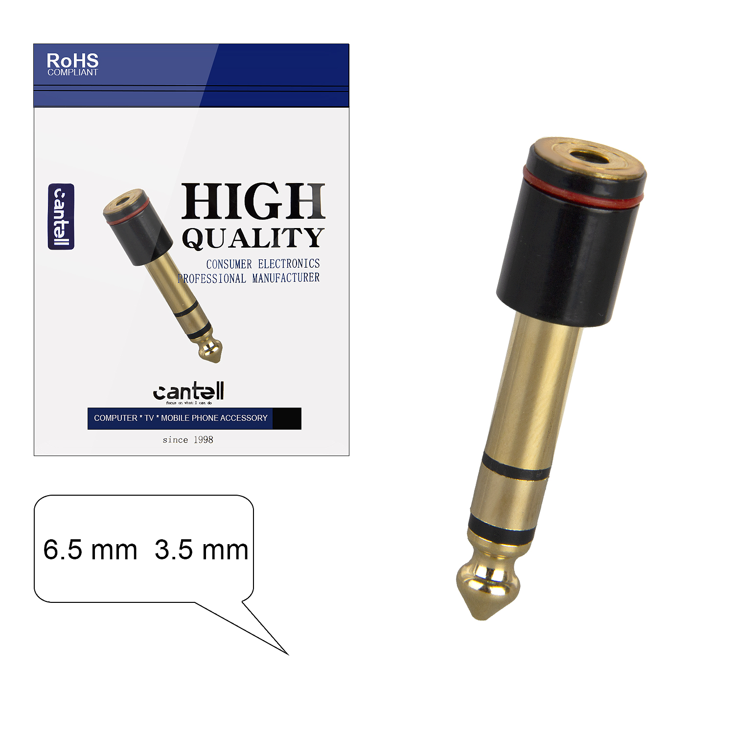 Переходник 6.5mm на 3.5mm female stereo adapter 