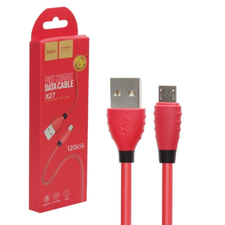 Кабель X27 USB Micro USB 1M HOCO красный