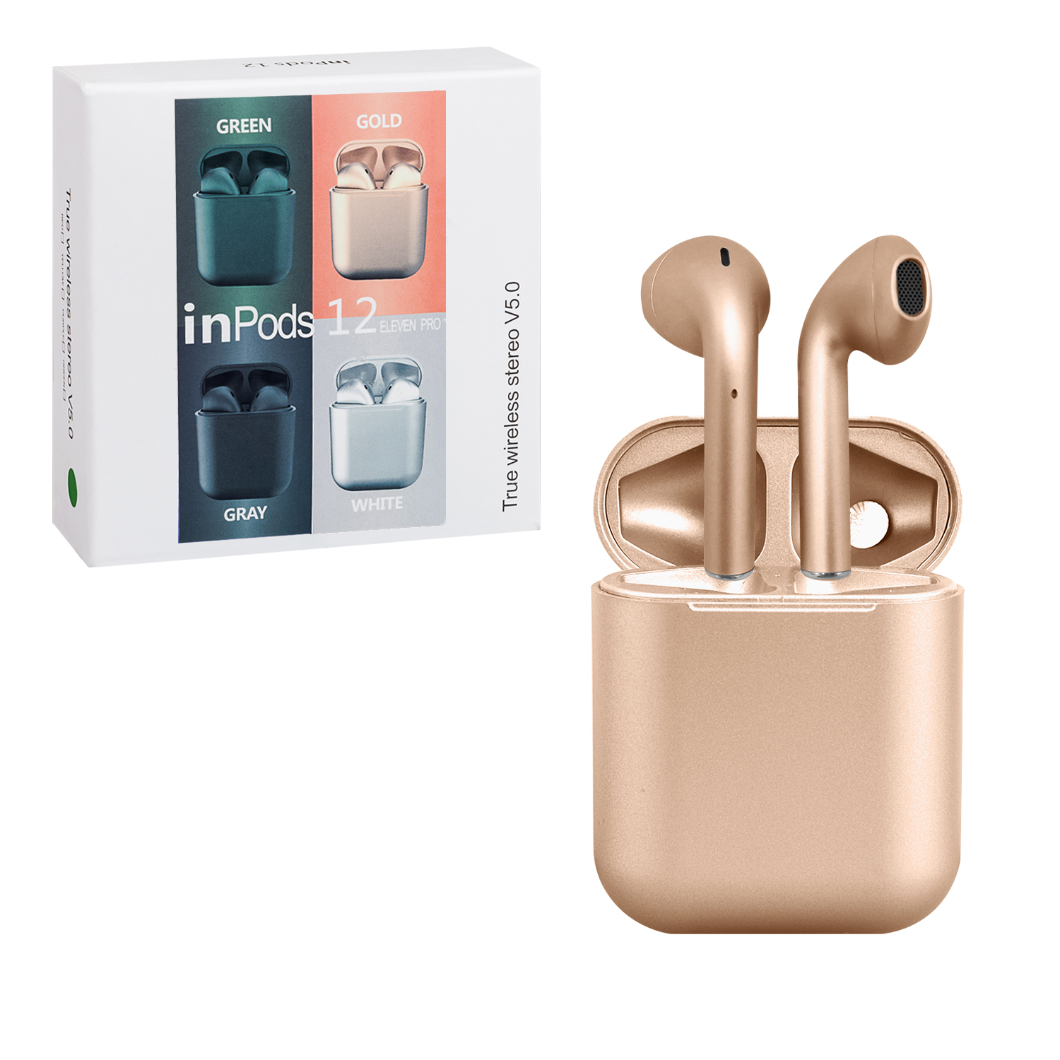 Гарнитура Bluetooth 12 Inpods Macaron Metalic OG золото
