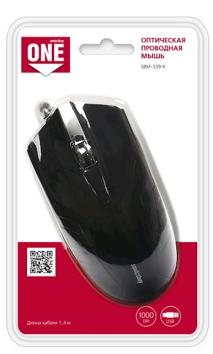 Мышь проводная Smartbuy ONE 339 черная (SBM-339-K) / 40